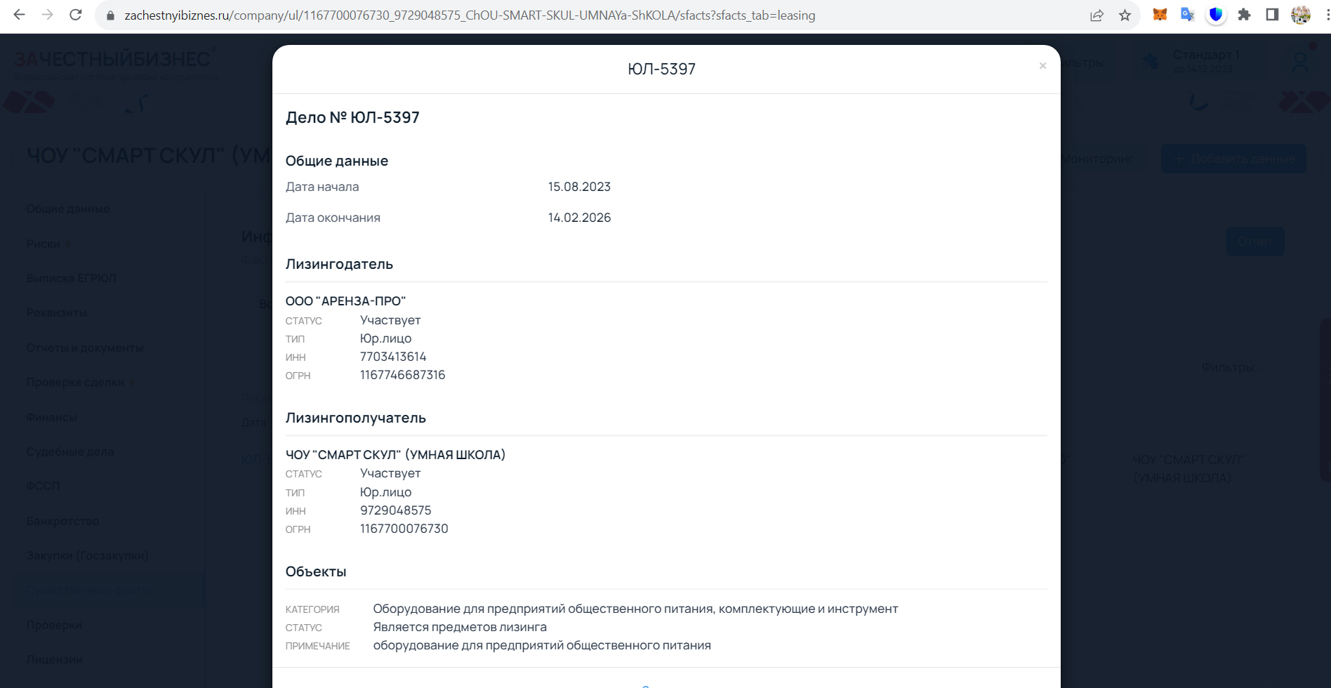 Лизинг оборудования для столовой